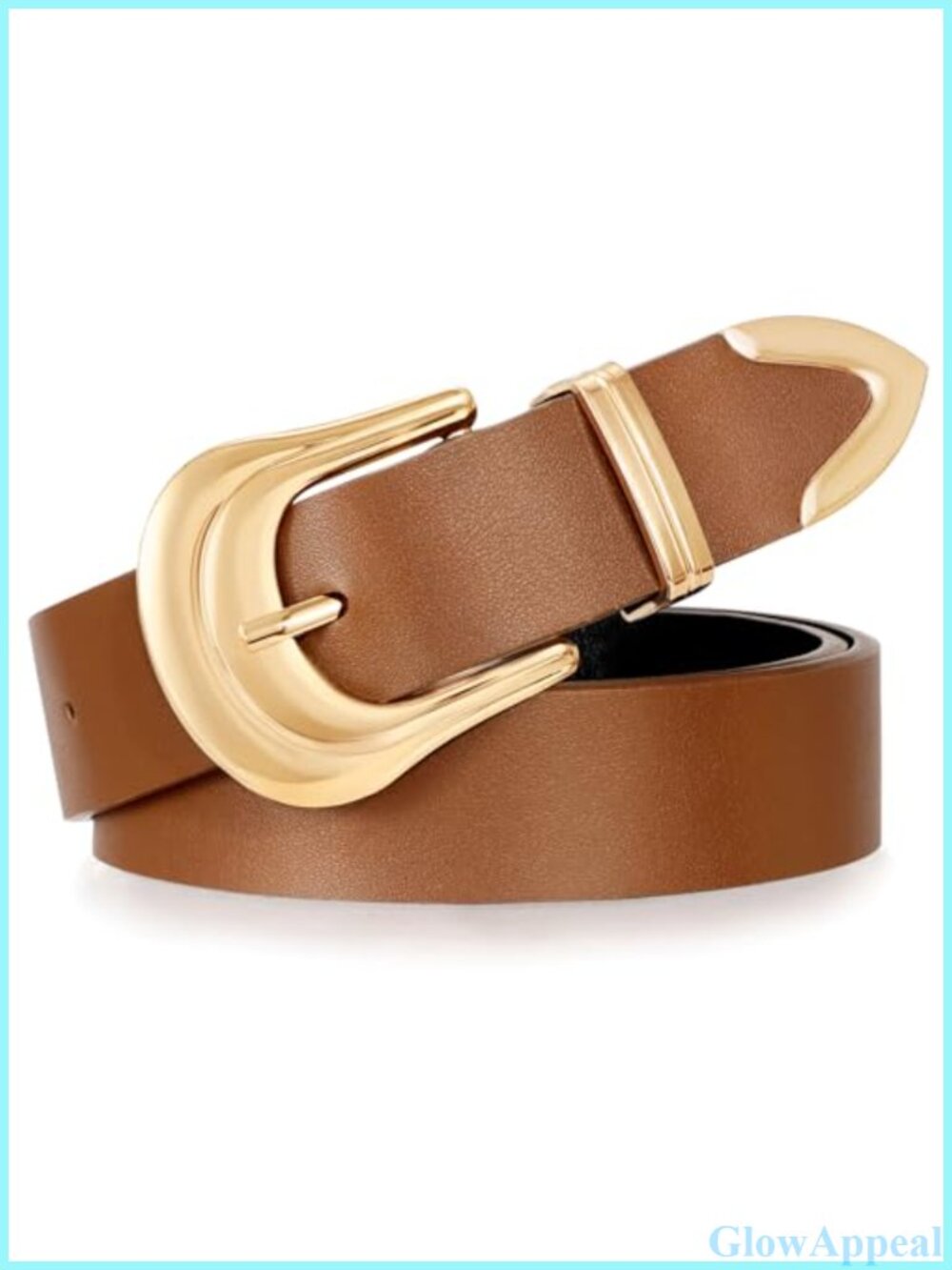 Faux Leather Western Cowgirl Belt Gold Buckle Rodeo Jeans